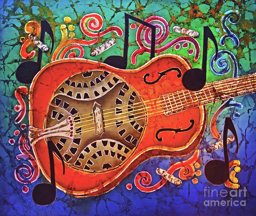 Dobro-Slide Guitar-2 Painting by Sue Duda
