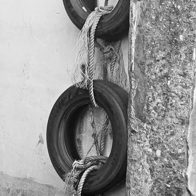 Boat Photograph - #dock #boats #tyres #rope by Georgia Clare