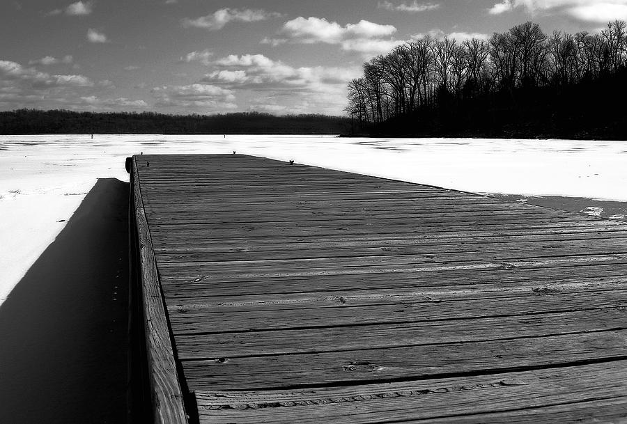Dock Leading to Ice and Snow Photograph by Ellen Tully