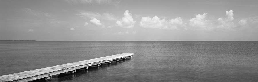 Black And White Photograph - Dock, Mobile Bay Alabama, Usa by Panoramic Images