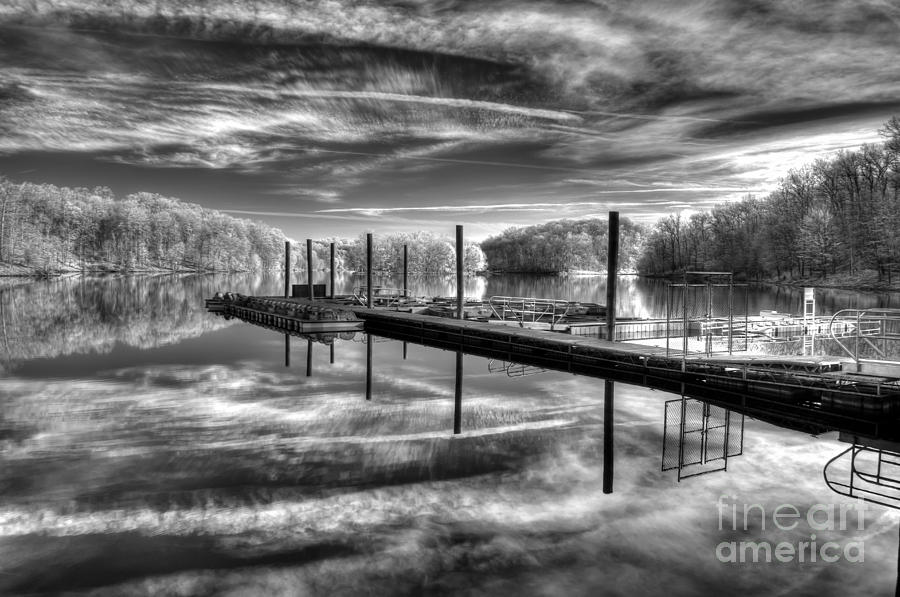 Dock reflections-mono Photograph by Izet Kapetanovic