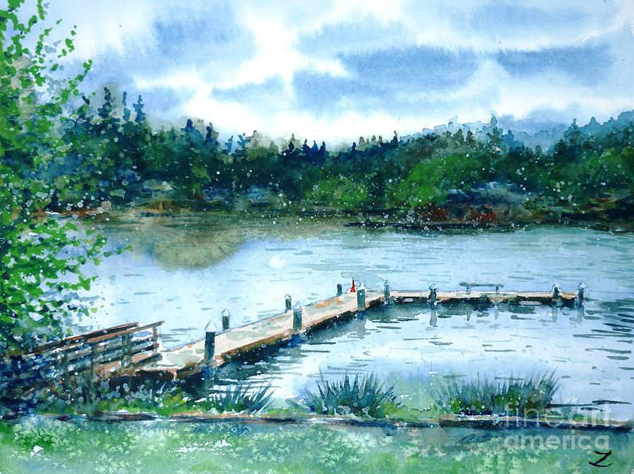 Dock on Long Lake Painting by Zaira Dzhaubaeva
