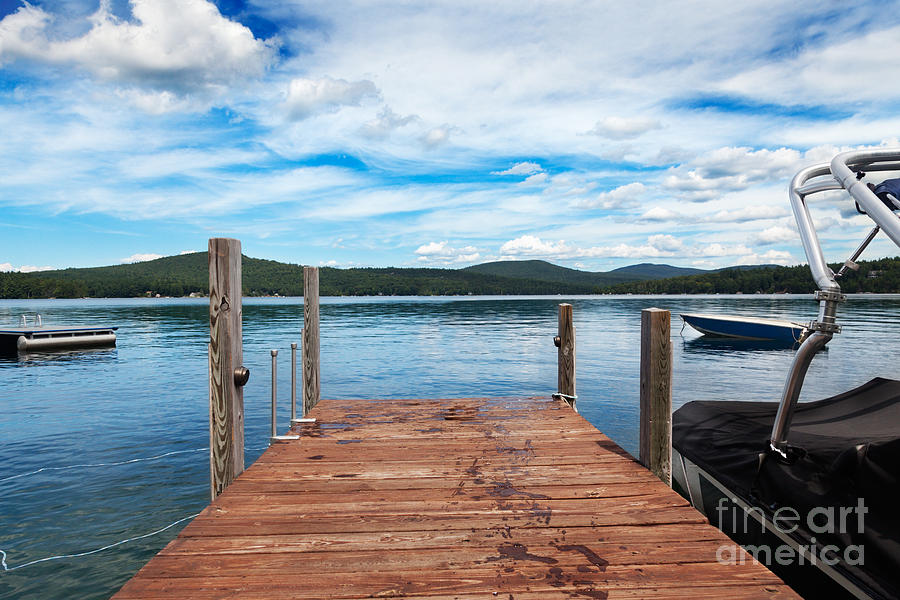 Boat Photograph - Dock on summer lake by Jo Ann Snover
