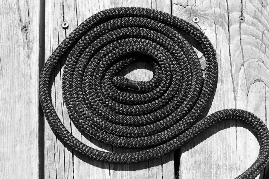 Dock Rope Black and White Photograph by Mary Bedy