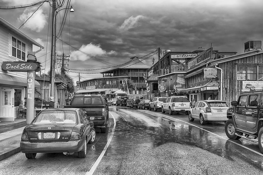 Dock Street - Cedar Key -BW Photograph by Howard Salmon