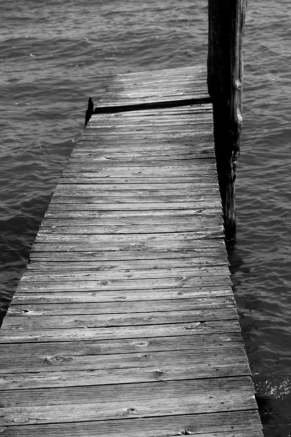 Black And White Photograph - Dock to Nowhere 2 BW by Mary Bedy