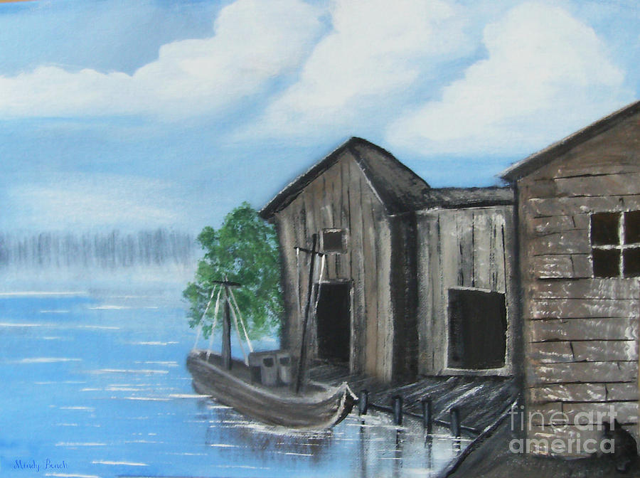 Docked at Bayou Painting by Mindy Bench