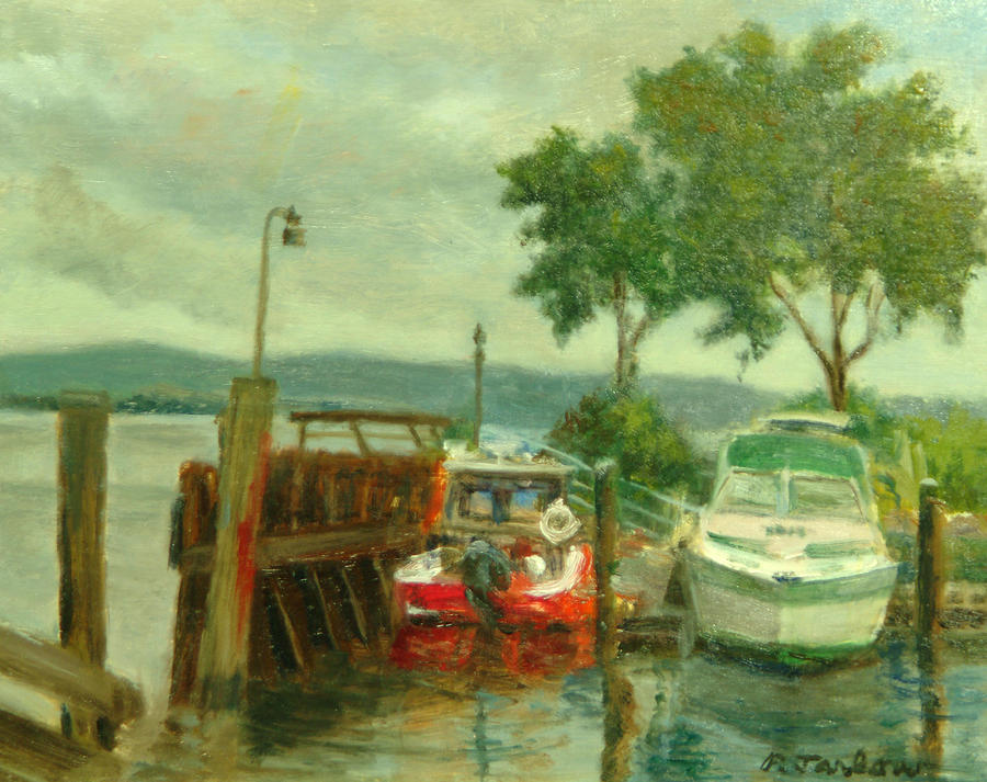 Boat Painting - Docked Boats by Phyllis Tarlow