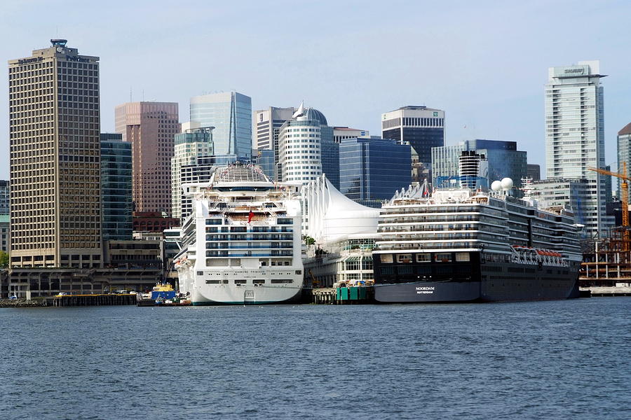 Vancouver Skyline Photograph - Docked Cruise Ships by Devinder Sangha
