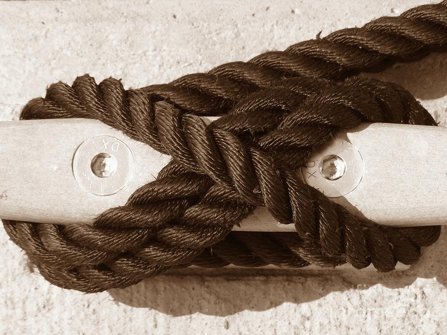 Cleat Hitch Photograph - Dockline Cleat Hitch On Dock Cleat by Christine Stack Cleat Hitch Photograph - Dockline Cleat Hitch On Dock Cleat by Christine Stack