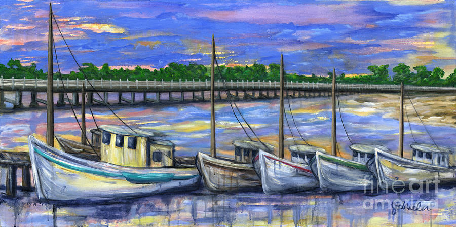 Dockside Sunset Painting by JoAnn Wheeler