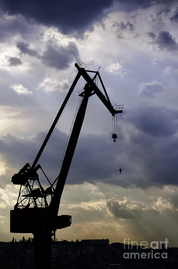 Sunset Photograph - Dockyard Crane silhouette by Antony McAulay