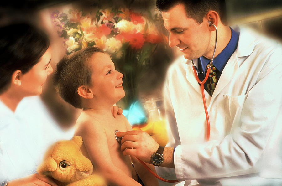 Doctor Examines A Boys Chest With A Stethoscope Photograph By Deep 2083