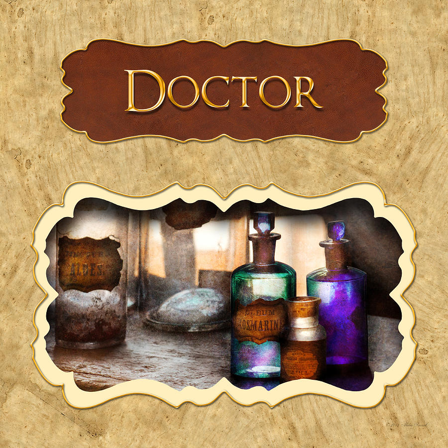 Bottle Photograph - Doctor - pharmacy button by Mike Savad