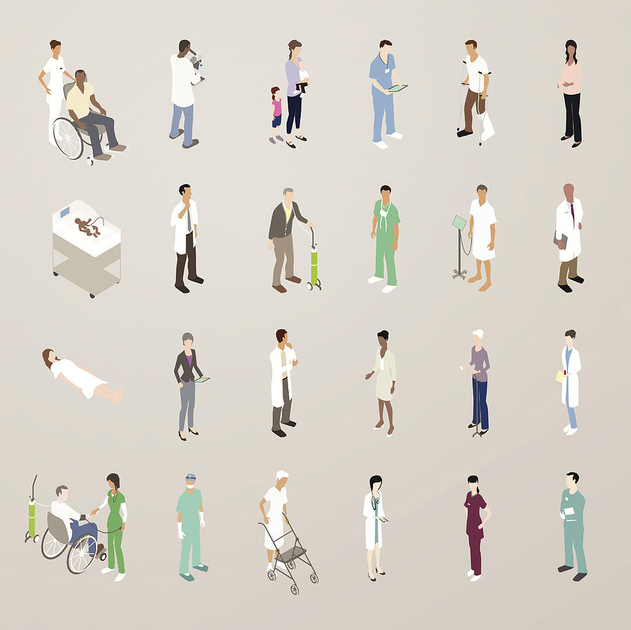 Doctors and Patients - Flat Icons Illustration Drawing by Mathisworks
