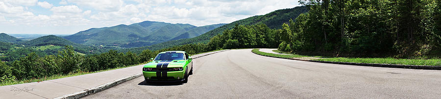 Dodge Challenger SRT Green with Envy Panoramic  Photograph by Sharon Popek