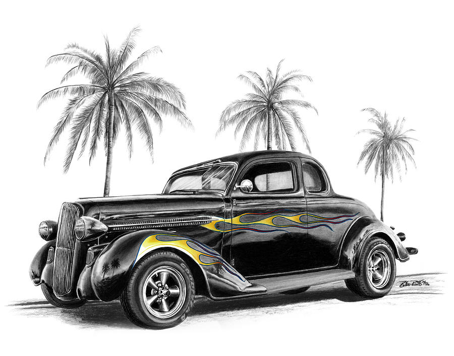 Transportation Drawing - Dodge Coupe by Peter Piatt