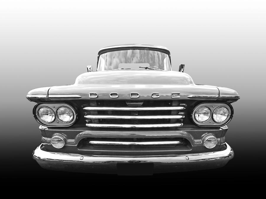 Dodge D100 Sweptside 1958 in Black and White Photograph by Gill Billington