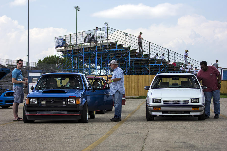 Dodge Omni GLH vs RWD Dodge Shadow in Staging Lanes Photograph by Josh Bryant