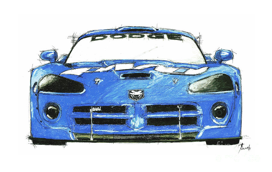 Dodge Viper Blue Drawing by Drawspots Illustrations Fine Art America