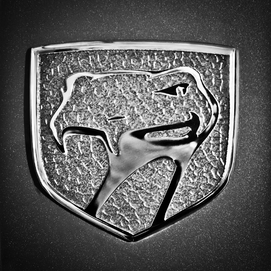 Black And White Photograph - Dodge Viper Emblem -217bw by Jill Reger