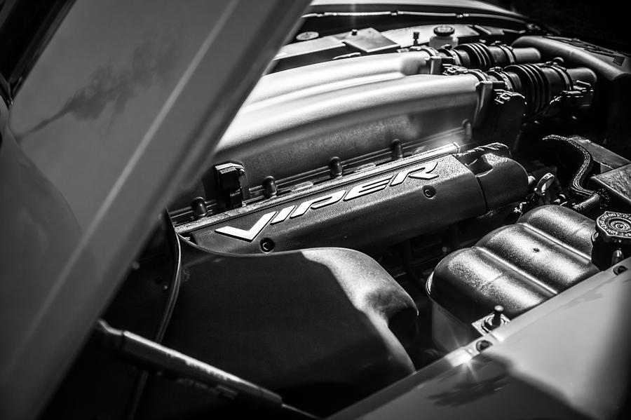 Dodge Viper SRT-10 Engine Emblem -0854bw Photograph by Jill Reger