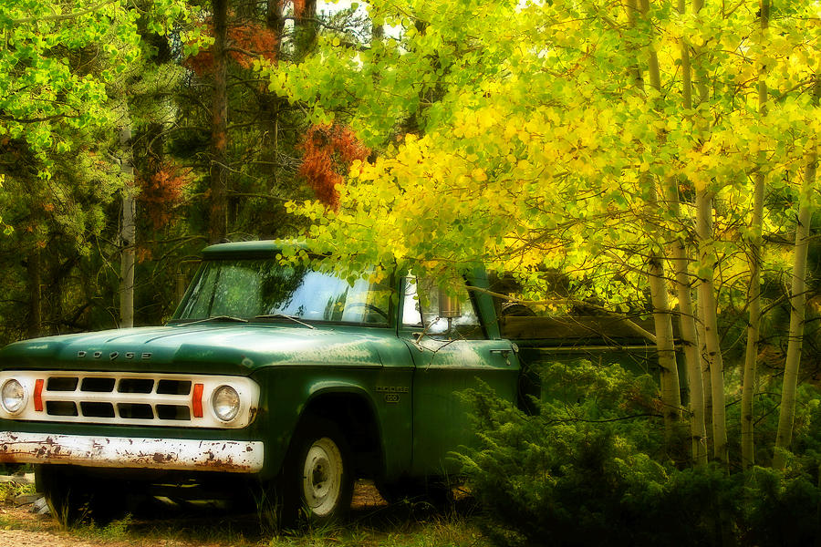 Dodging Autumn - Dodge Pickup - Casper Wyoming Photograph by Diane Mintle
