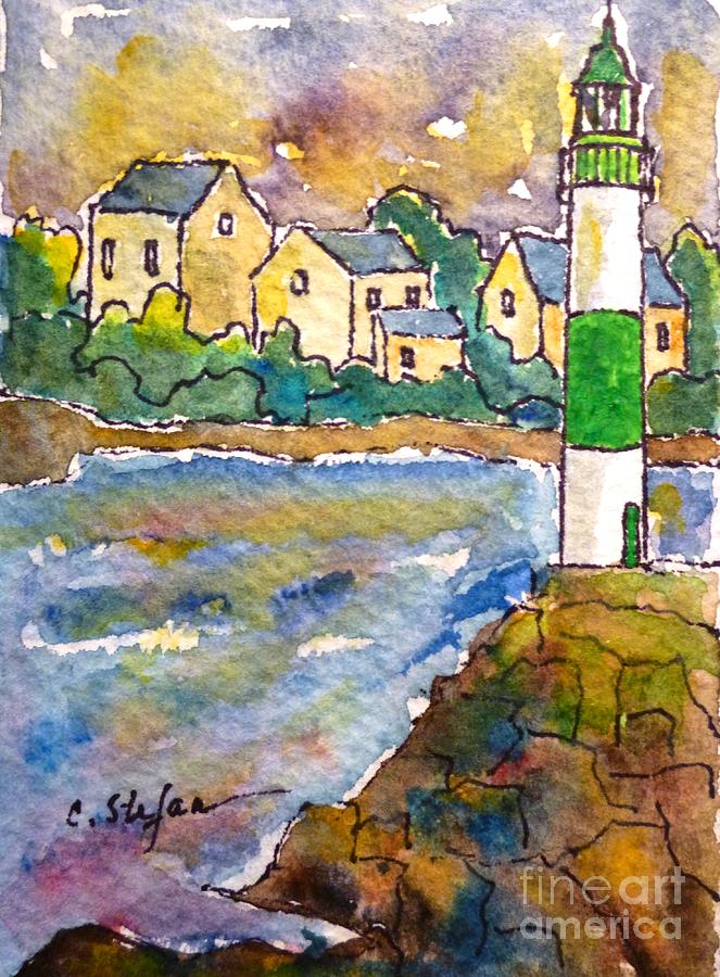 Doelan Lighthouse - France - Watercolor Painting by Cristina Stefan