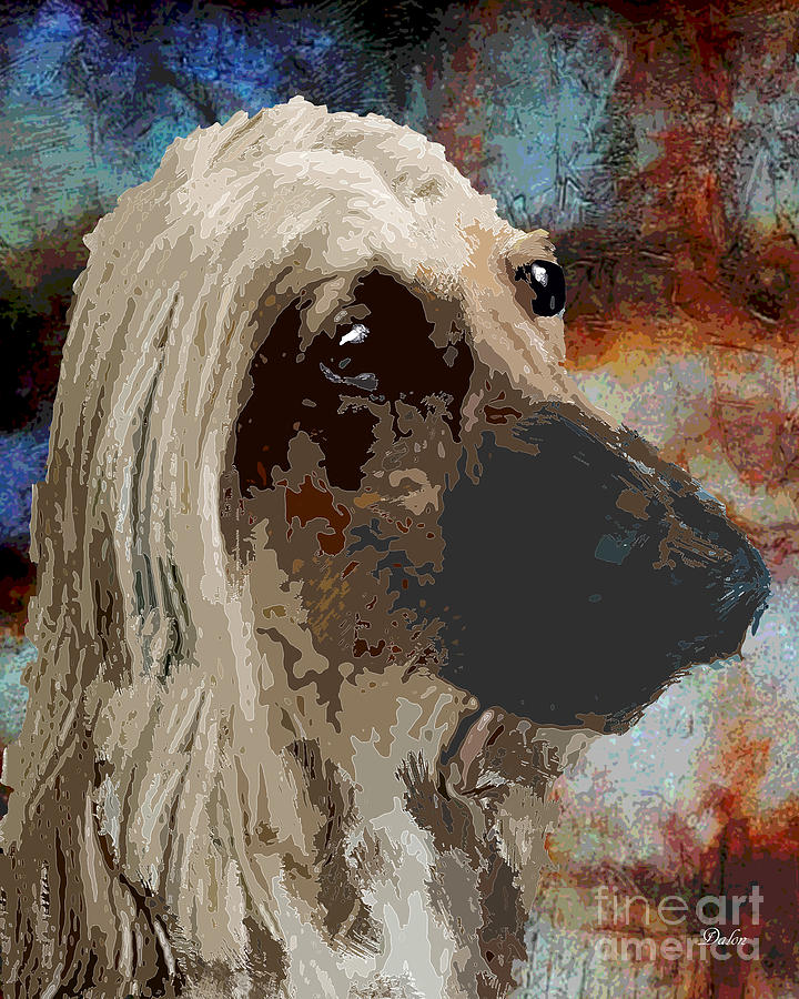Abstract Digital Art - Dog Afghan Hound by Keith Ryan