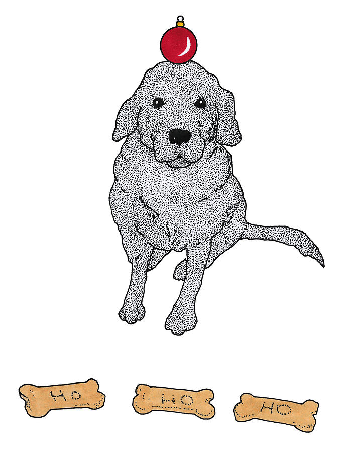Dog Balancing Ornament Drawing by Hawley Wright