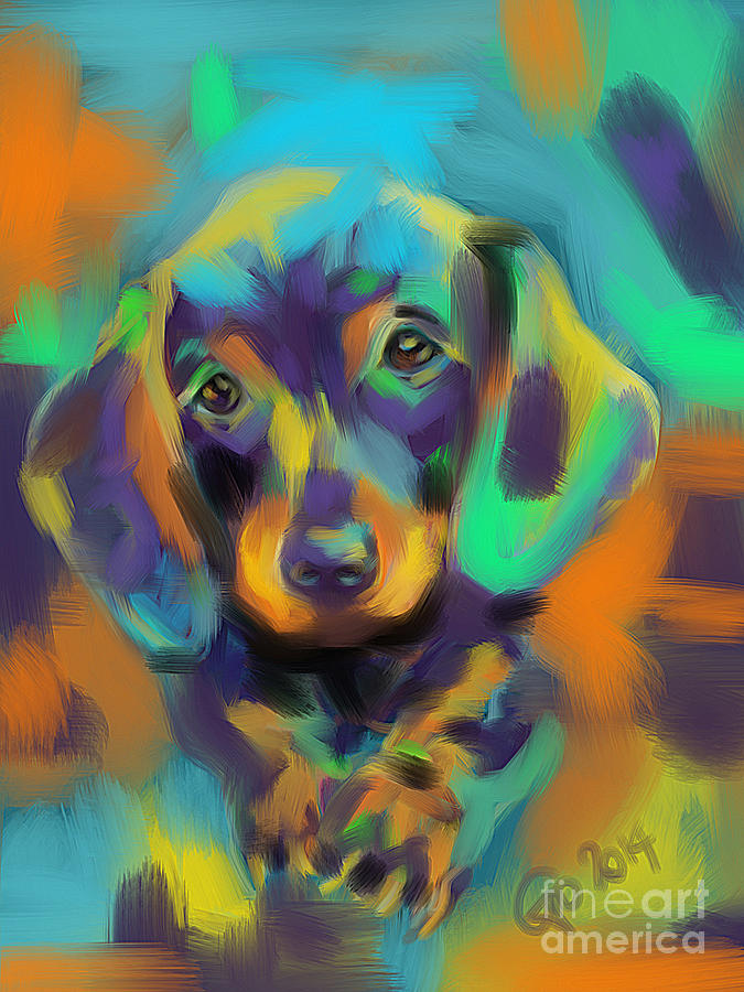 Dog Bobby Painting by Go Van Kampen