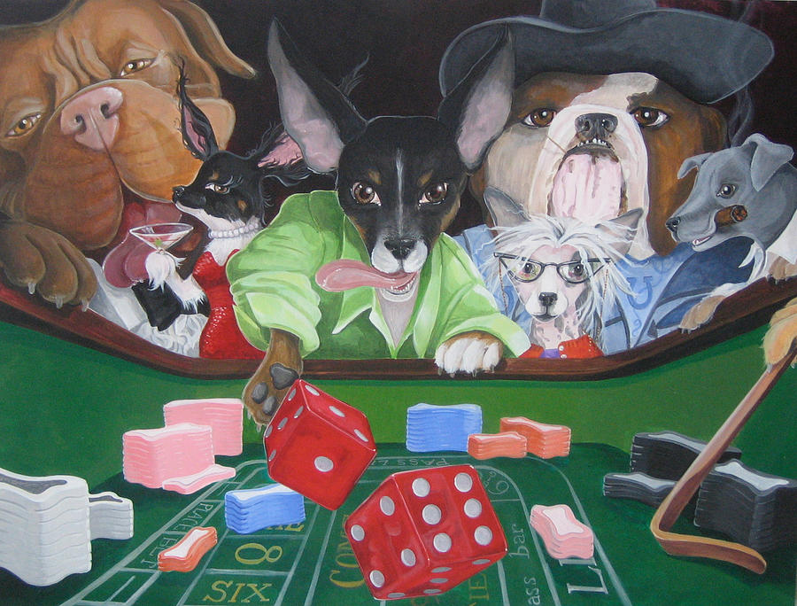 dogs gambling painting