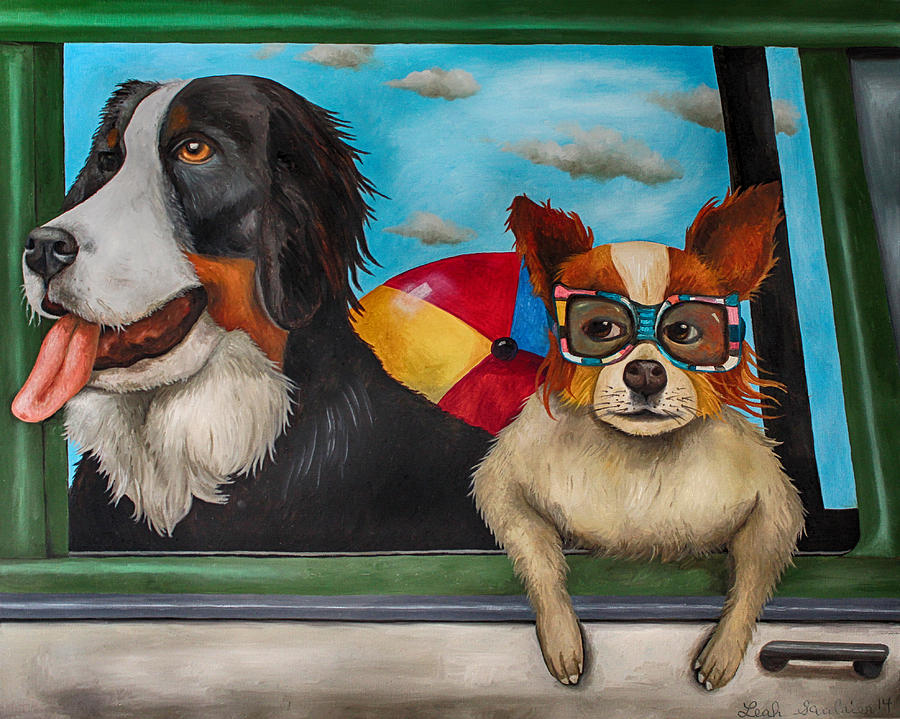 Dog Painting - Dog Days Of Summer edit 3 by Leah Saulnier The Painting Maniac