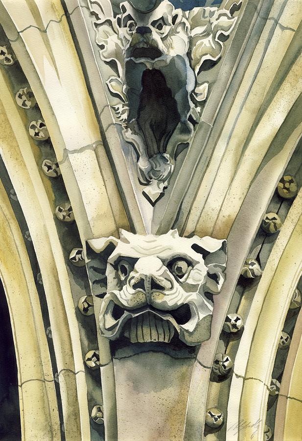 Architecture Painting - Dog Gargoyle by Alfred Ng