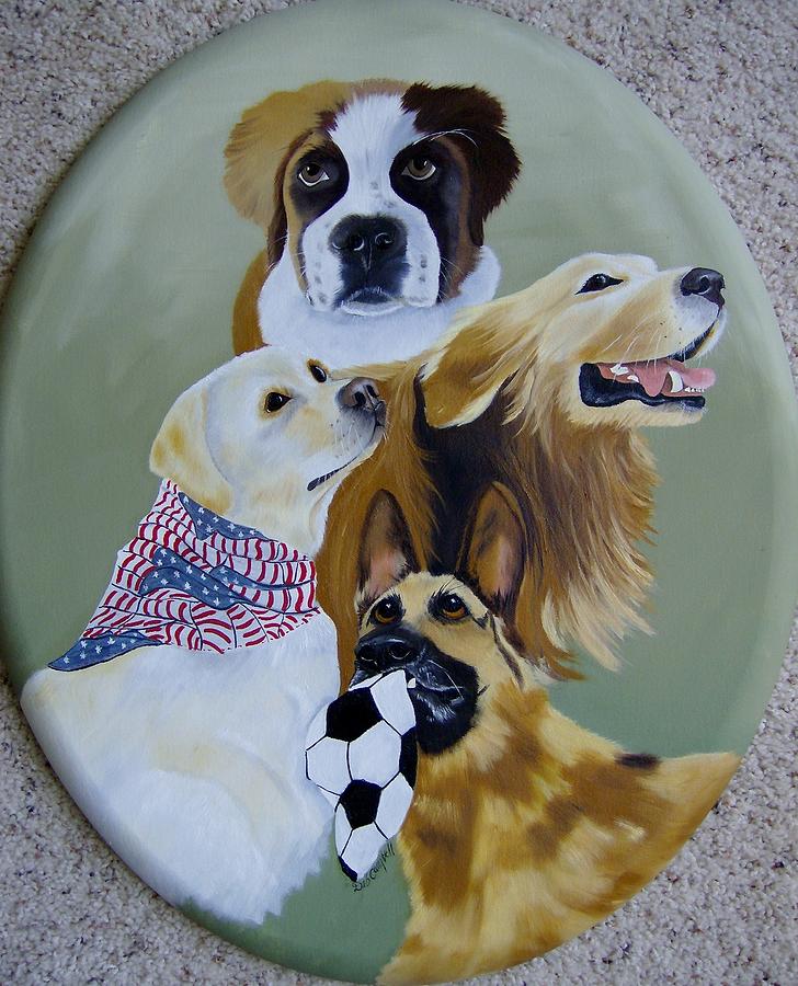 Dog Heros Painting by Debra Campbell