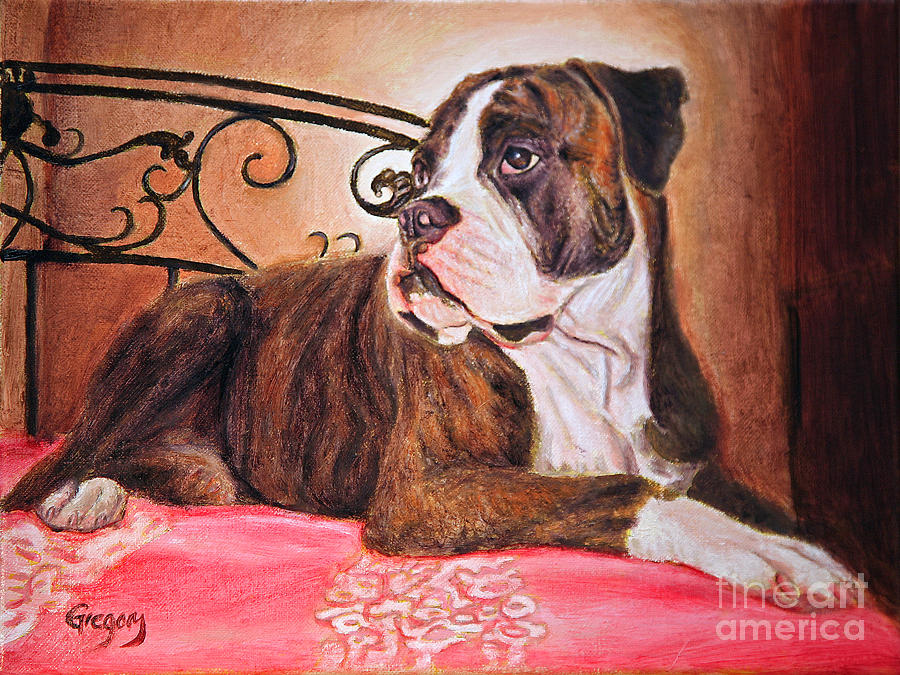 Dog on clearance bed painting