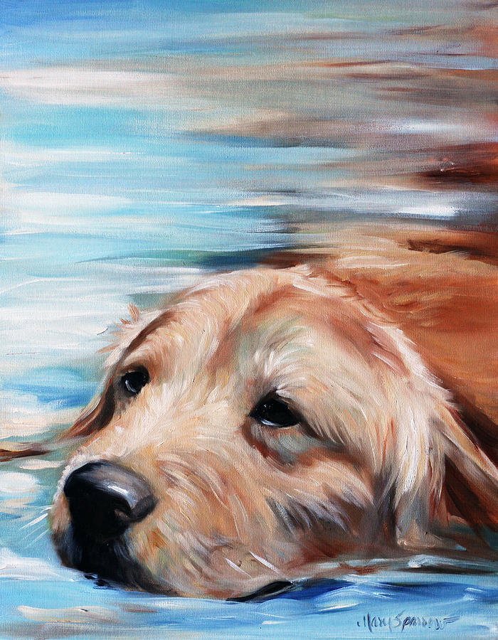 Summer Painting - Dog Paddle by Mary Sparrow
