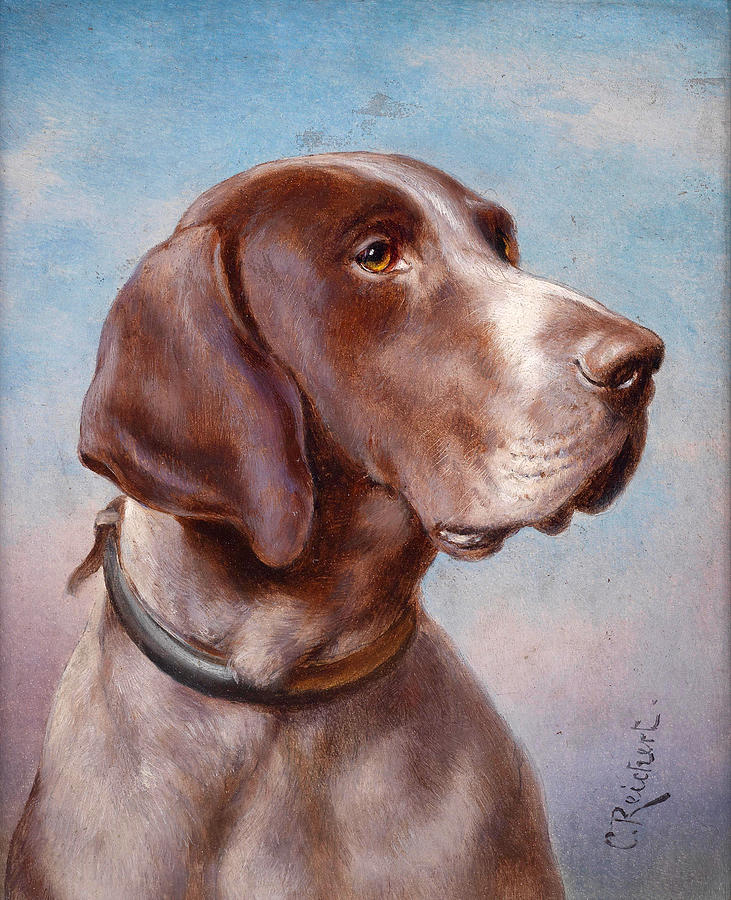 Dog Portrait Painting by Carl Reichert