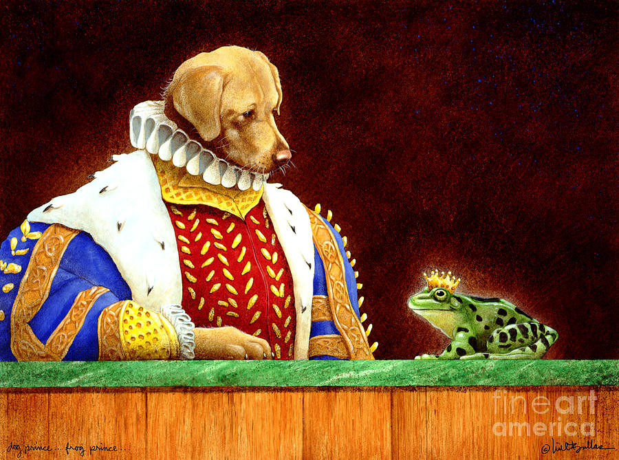 Dog Painting - Dog Prince...Frog Prince... by Will Bullas