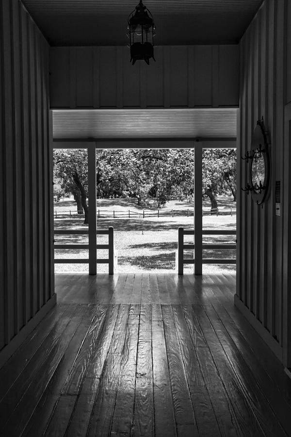Dog Trot at LBJ Birthplace BW Photograph by Joan Carroll