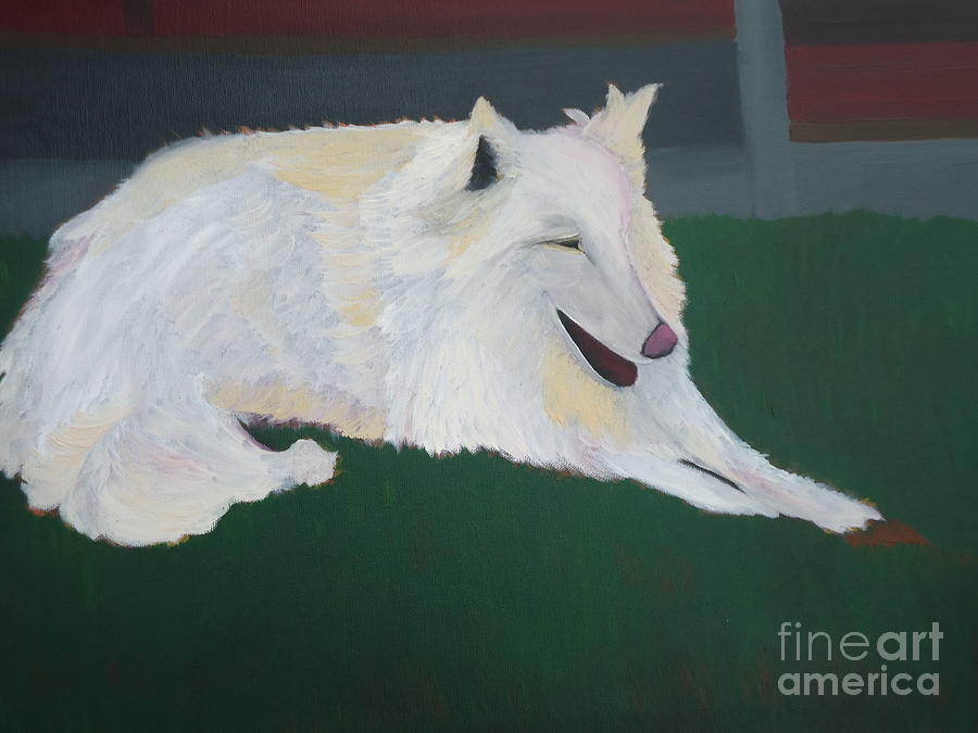 Dog with a bone Painting by Sophia Landau