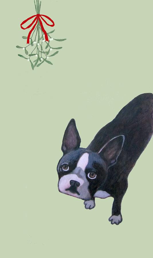 Dog with Mistletoe  Painting by Kazumi Whitemoon