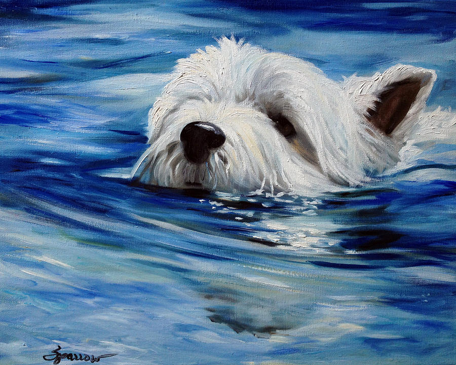 Sparrow Painting - Doggie Paddle by Mary Sparrow