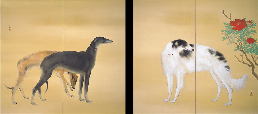 Dogs from Europe Painting by Hashimoto Kansetsu
