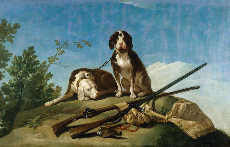 Francisco Goya Painting - Dogs on the leash by Francisco Goya
