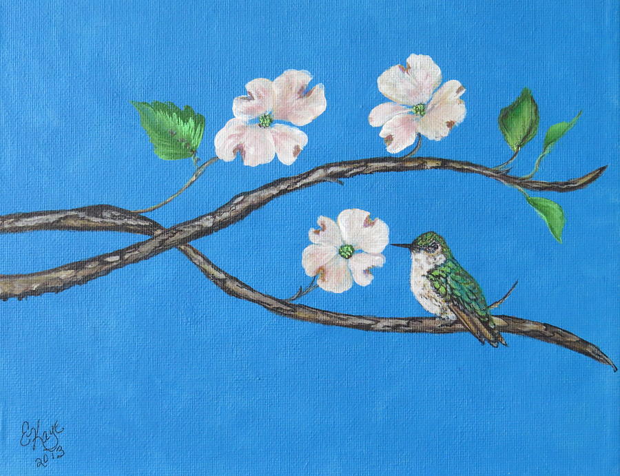 Dogwood and Hummingbird Painting by Ella Kaye Dickey