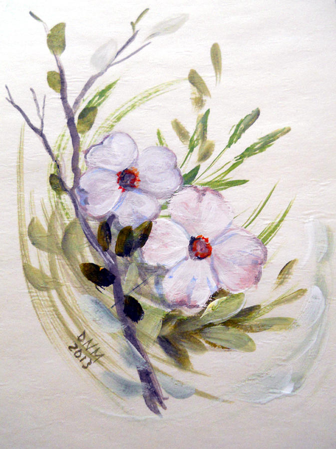 Dogwood Blossom Card Painting by Dorothy Maier