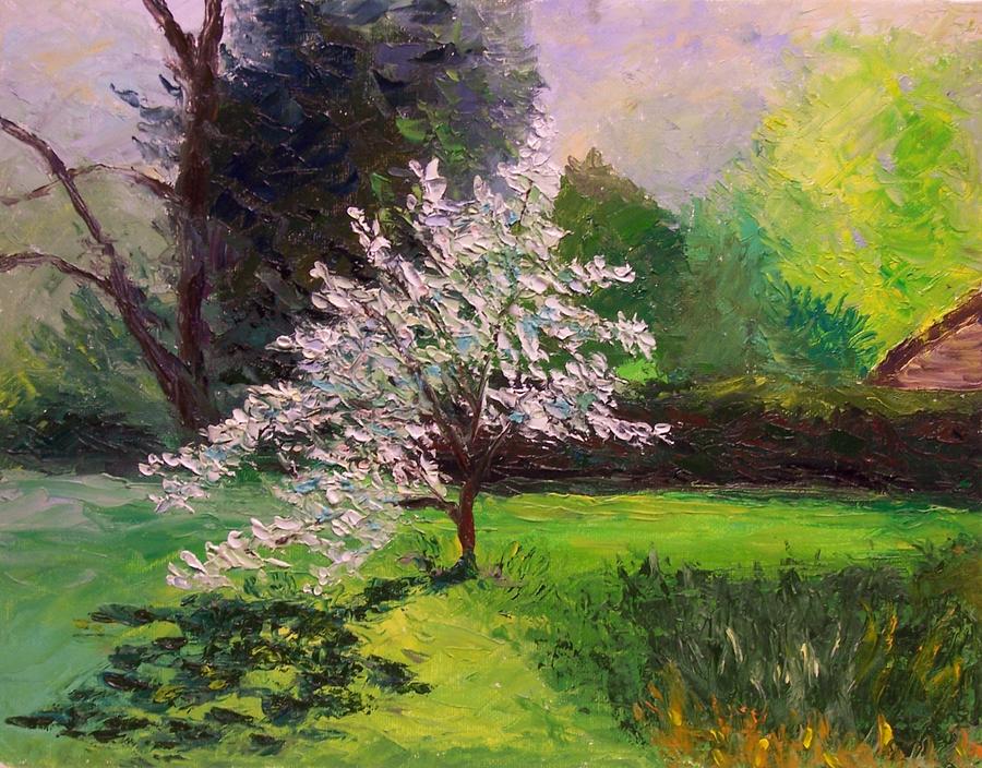 Dogwood in Bloom Painting by Nicolas Bouteneff