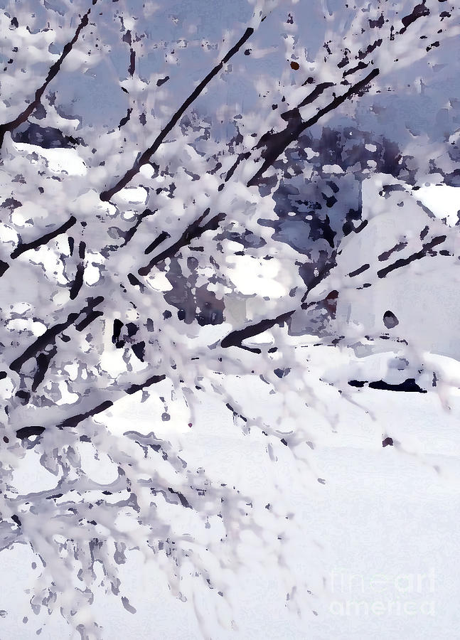 Dogwood in the snow Digital Art by Lynellen Nielsen