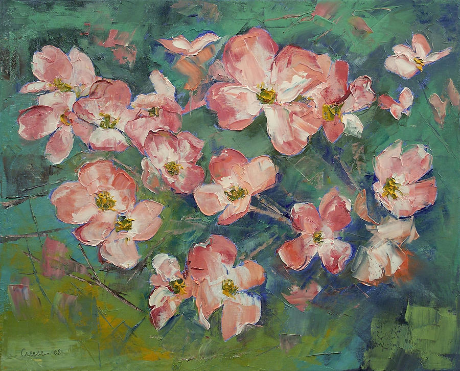 Pink Dogwood Painting by Michael Creese
